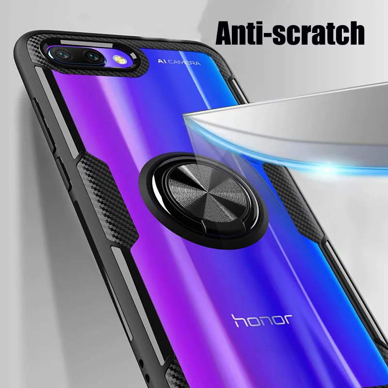 Чехол с кольцом на палец для Huawei Honor 10 7X Play, ТПУ бампер, автомобильный Магнитный акриловый чехол, жесткий чехол из поликарбоната для Honor 7X10, чехол