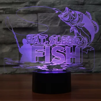 

Eat sleep fish Fishing 7 Changing Colors 3d illusion night light