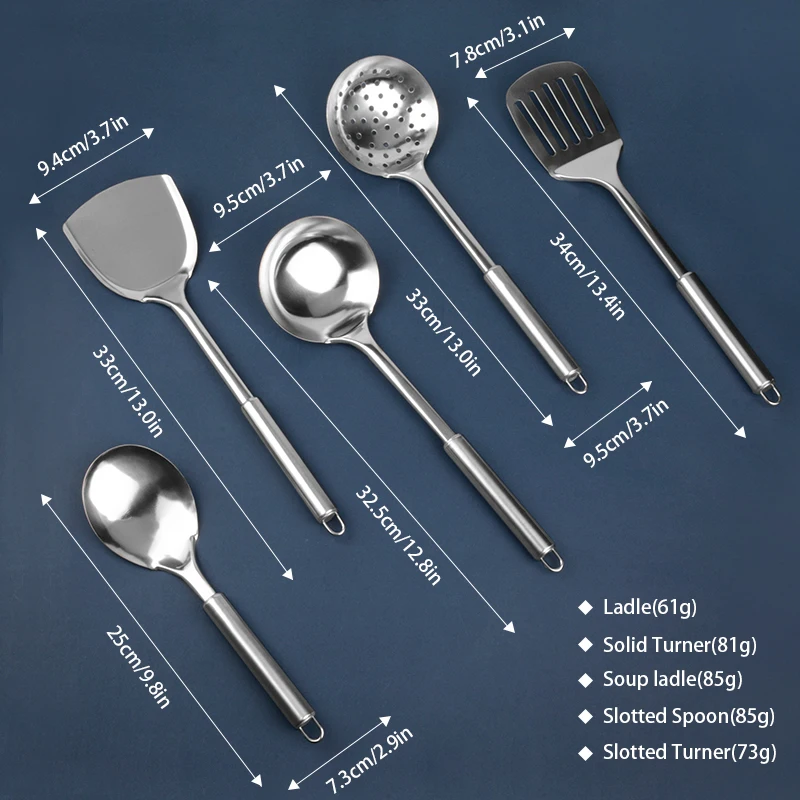 Нержавеющая сталь кухонная утварь набор посуды половник-дуршлаг лопатка Черпак антипригарный набор посуды