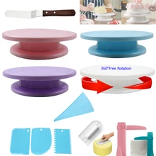 Пищевая пластмассовая вращающаяся подставка для торта, нож для украшения теста, 10 дюймов кремовая подставка для пирожных, вращающийся стол для торта, горячая распродажа