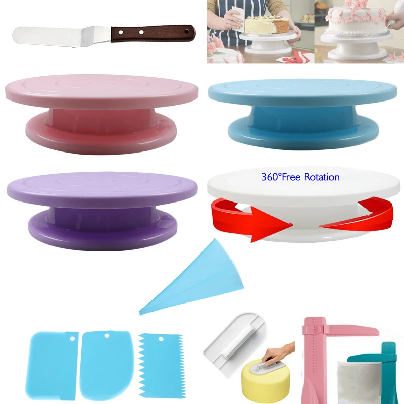 

Food Grade Plastic Cake Turntable Rotating Cake Dough Knife Decorating 10 Inch Cream Cakes Stand Cake Rotary Table Hot Sal