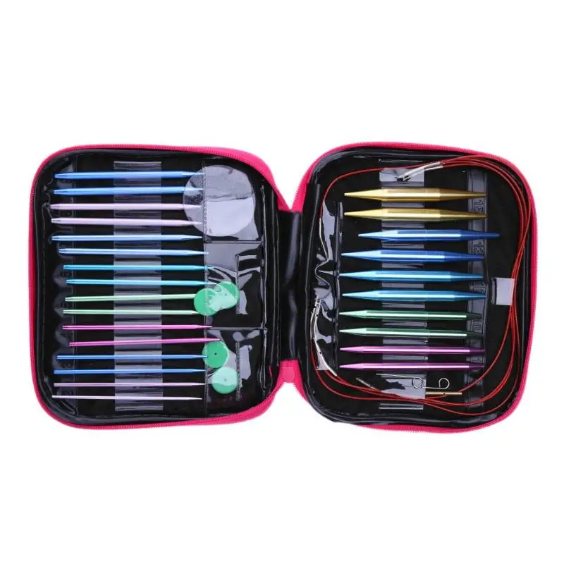 

New 13 Pairs Aluminum Change Head Circular Knitting Needle Ring Set Woven Tools Crochet Hooks Scarf Sweaters knitting Tools
