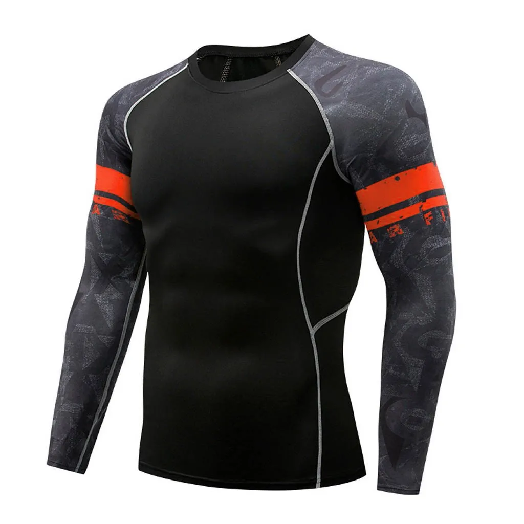 Quick Dry Compression Men's Long Sleeve T-Shirts Running Shirt Fitness Tight Tennis Soccer Jersey Gym Fashion Print Sportswear