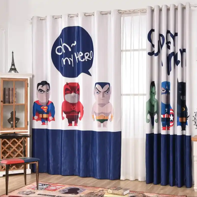Ins The Avengers Captain America Blackout Curtains For Kids Room Printed Curtain For Boys Bedroom Window Treatment Bedroom Drap