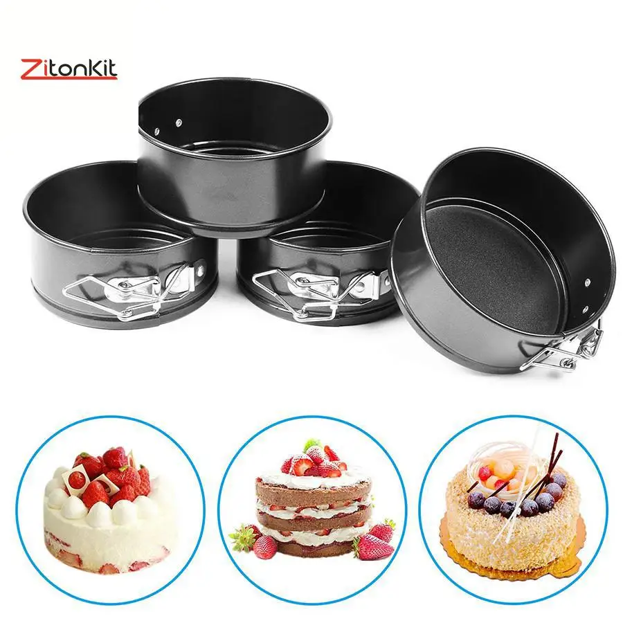 4pcs/set 4inch Mini Cake Mold Round Pan tray Mould Non-stick DIY Baking Cake Decorating Tools Kitchen Accessories Bakery Pastry