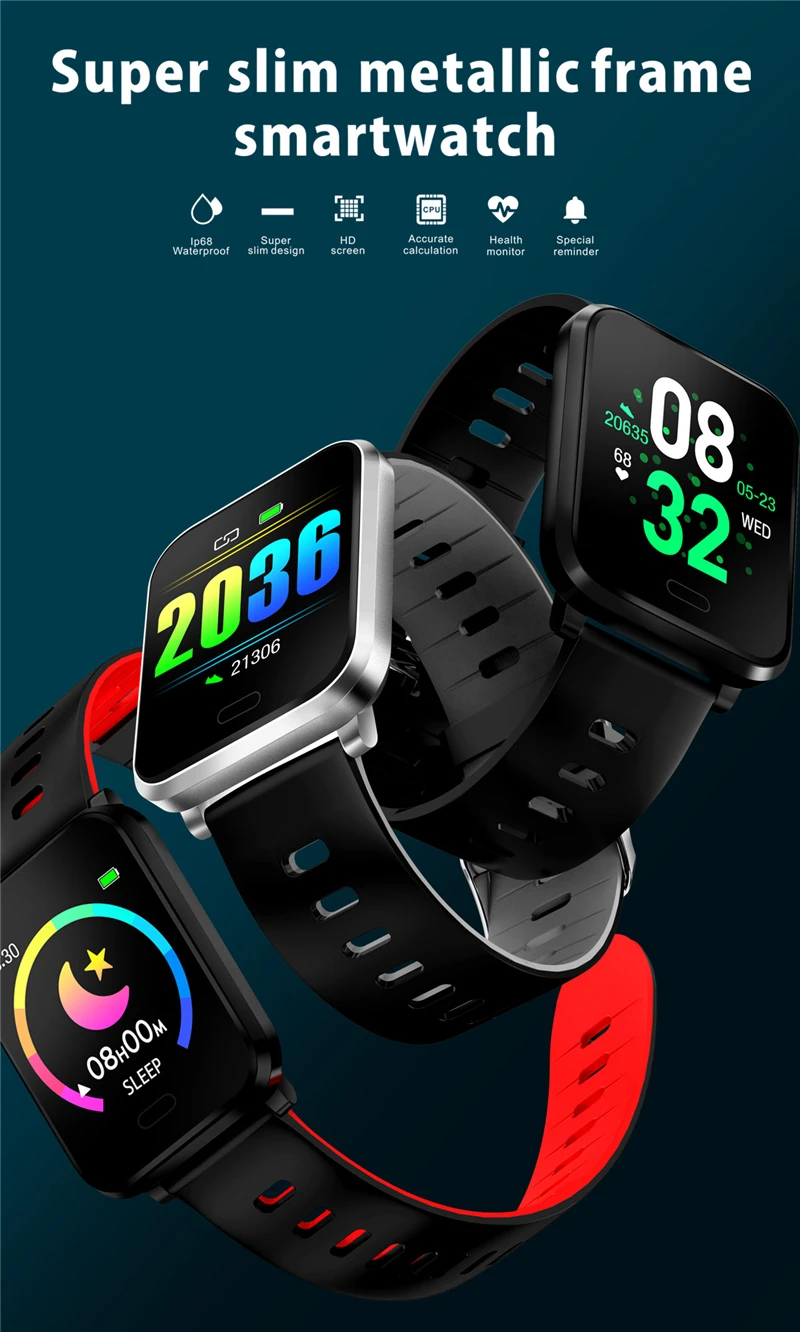 Смарт-часы 1," 2.5D экран тонкий длительное время ожидания фитнес-трекер Smartband BT4.0 шаги расстояние подсчета IP68 180 мАч умный Браслет