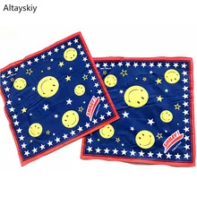 Женские носовые платки с рисунком смайлика, простой карманный квадратный женский носовой платок, корейский стиль, элегантный женский тренд, Повседневный шик