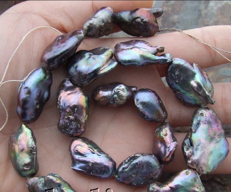 

FREE SHIPPING>>>@@ N712 1Strands Natural Black Keshi Pearl Fancy Loose Beads Strand 15
