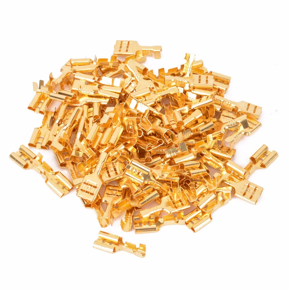 100pcs 4.8mm Brass Crimp Terminal Female Spade Crimp Terminal Connectors with Transparent