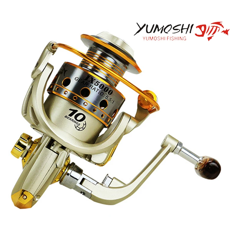 Металлическая спиннинговая Рыболовная катушка 10BB 5 5: 1 Pesca Carrete спиннинговые