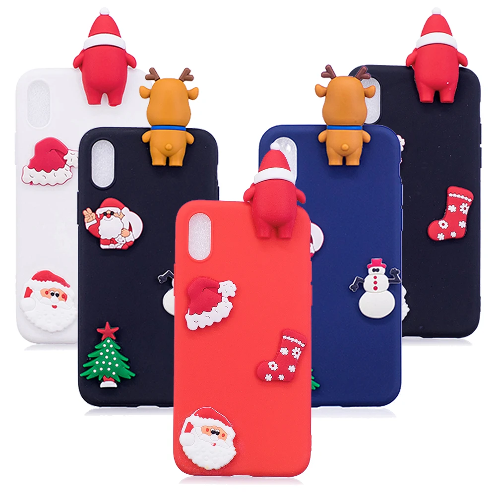 3D мультфильм мягкий силиконовый чехол для iPhone 6 7 XS Обложка Рождественский Санта