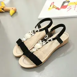 Женские удобные сандалии на плоской подошве; летняя пляжная обувь с украшением Совы; WF 668