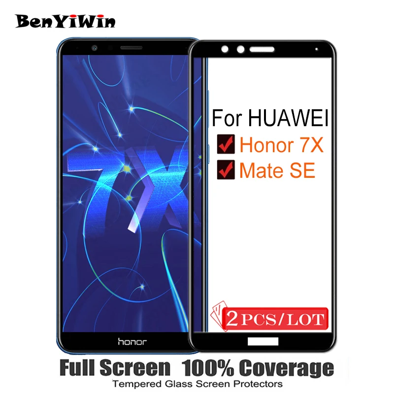 2 шт. 100% оригинальное закаленное стекло с полным покрытием для Huawei Honor 7X 9H Защитное