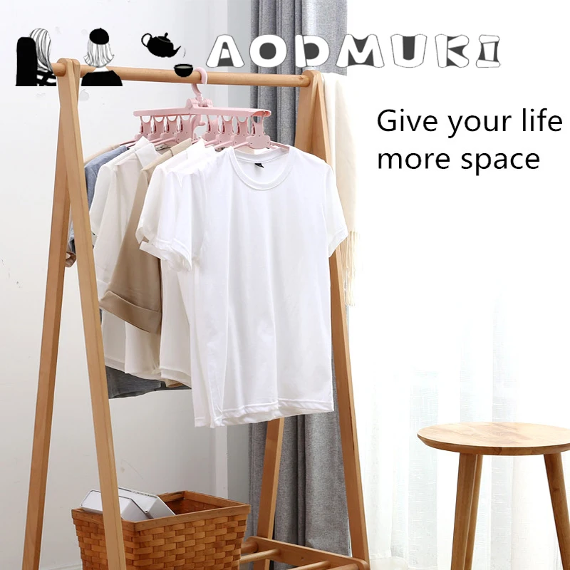 

[8 fish bones] laundry Stand telescopic AODMUKI Foldable clothes dryer Drying rack hanger for Kids Outdoor Hanging