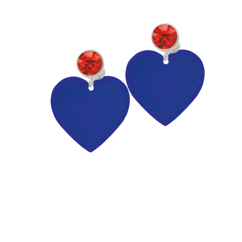 Acrylic 1 Navy Blue Heart Crystal Clip On Earrings (4)
