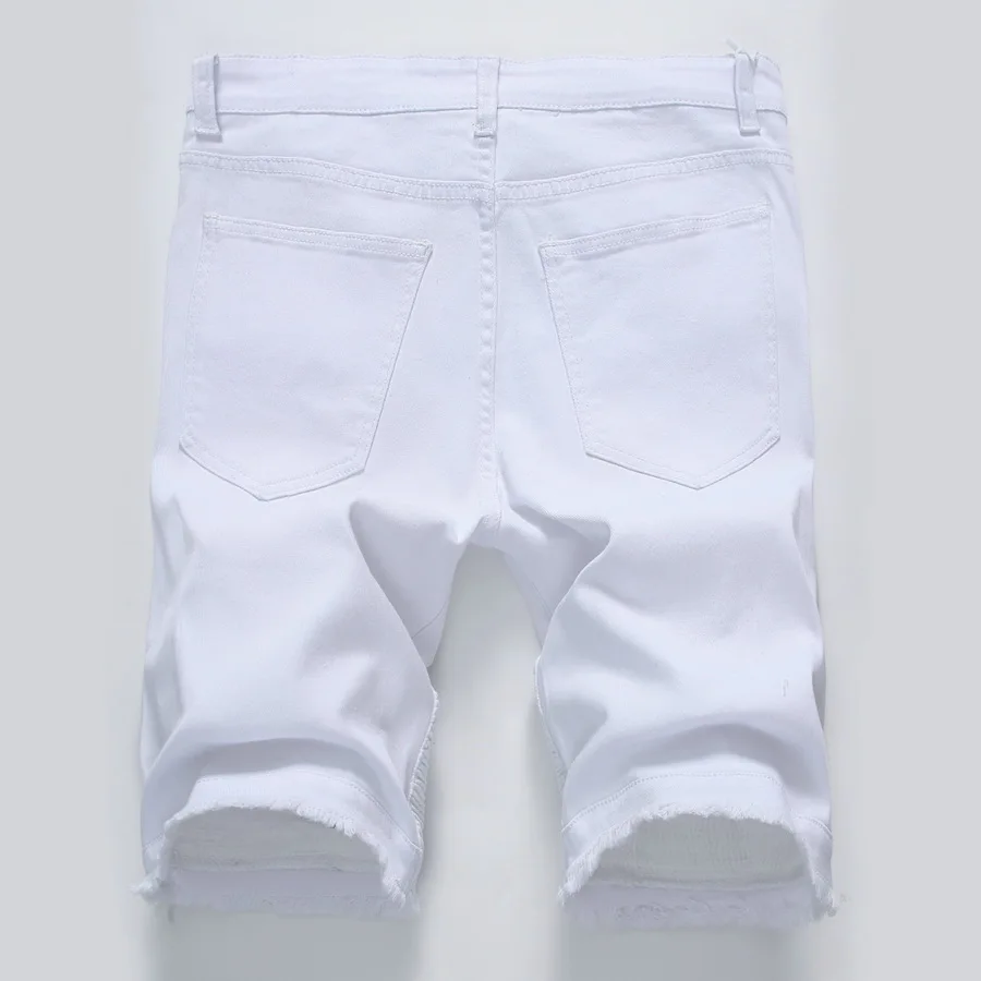 Летние повседневные шорты Для мужчин короткие брюки Мода Проблемные прямые тонкие джинсовые шорты мужские черные рваные джинсы шорты по