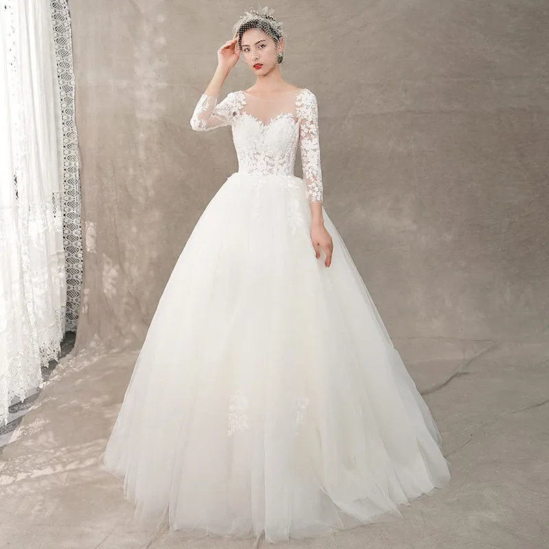 Modest Wedding Dress 2019 Grade Quality Lace Ball Gown Graceful