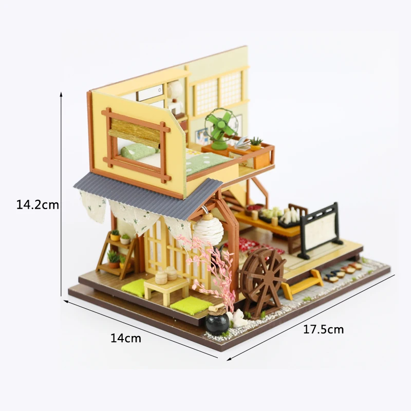 Doll House Miniature DIY Kit Dolls Toy House Furniture LED Light Japanese