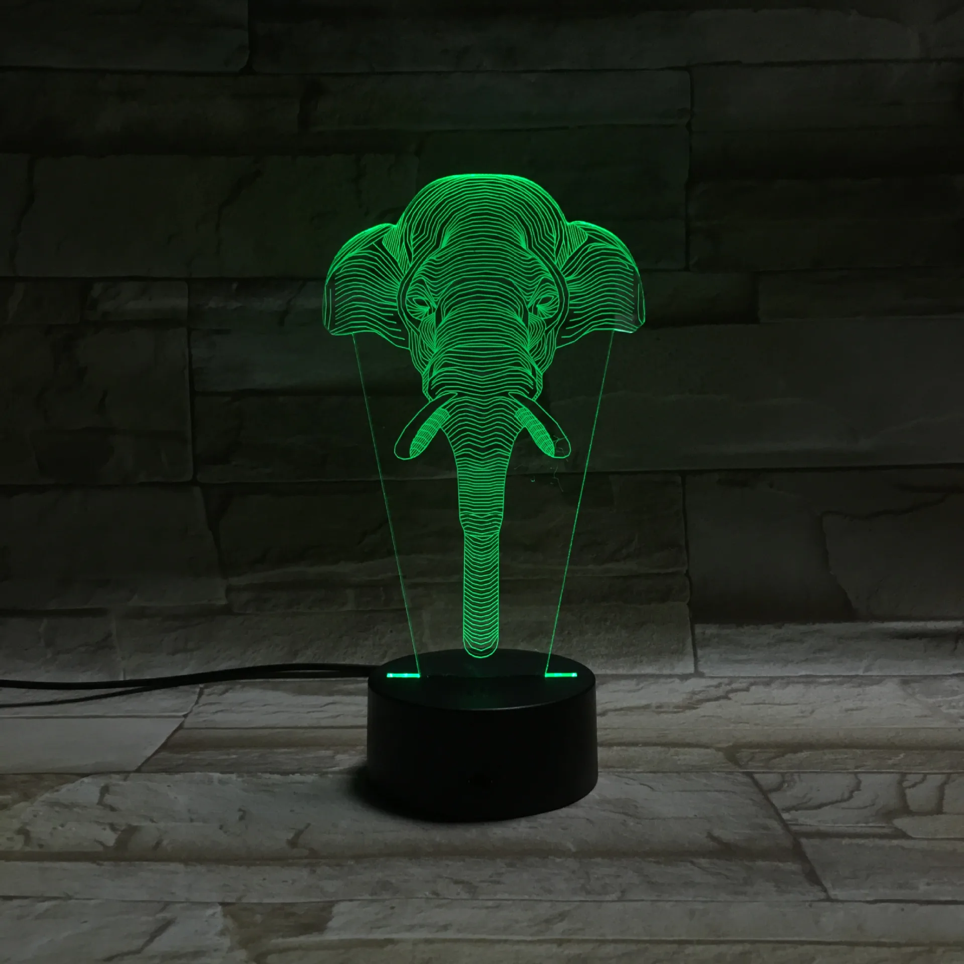 7 Color Elephant Night Light 3D Lampara LED Holograma Desk ...
