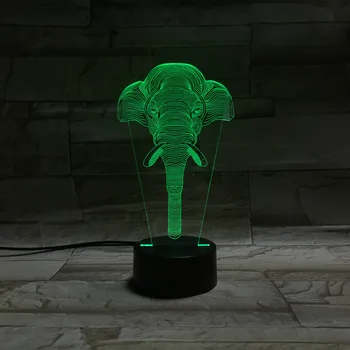 

7 Color Elephant Night Light 3D Lampara LED Holograma Desk Lamp Creative Night Light Touch Visual Light Personality Gift Light