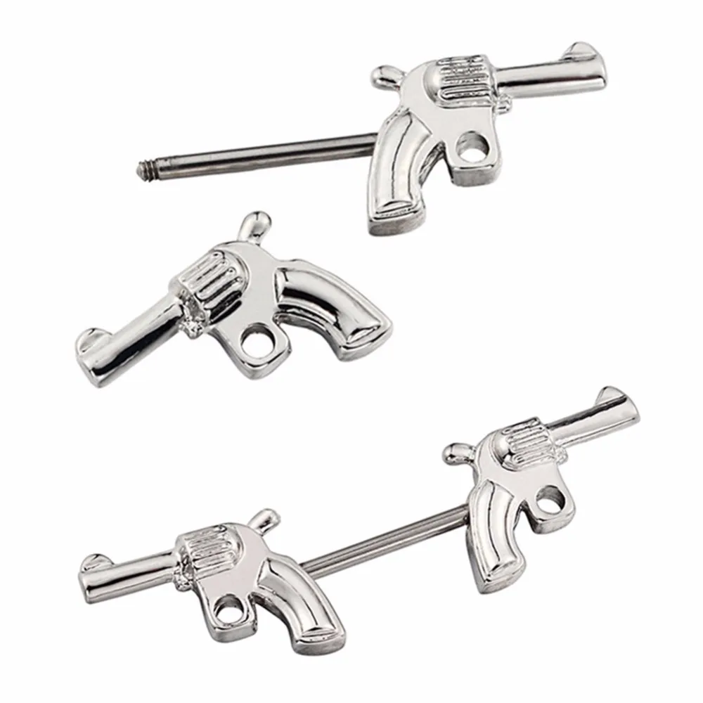 PINKSEE Creative Hot Sale Nipple Ring Bars Double Guns Shaped Sexy Body