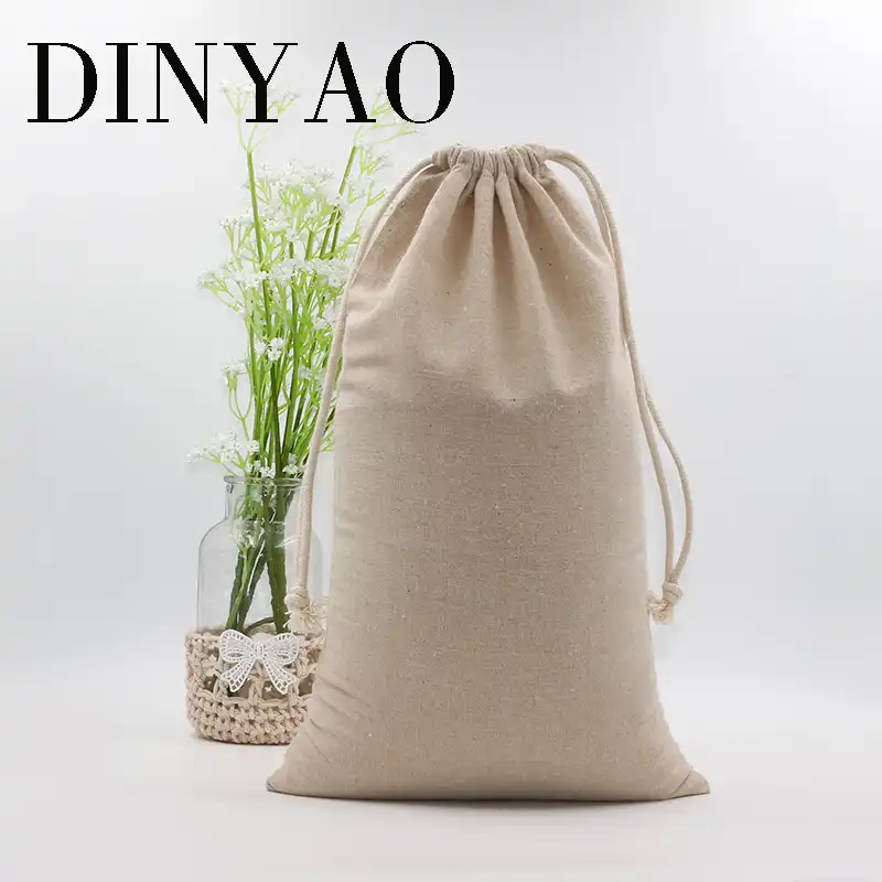1pcs Lot 24 40cm Natural Cotton Linen Bag Whole Custom Logo 24 40cm Natural Cotton Linen Bag