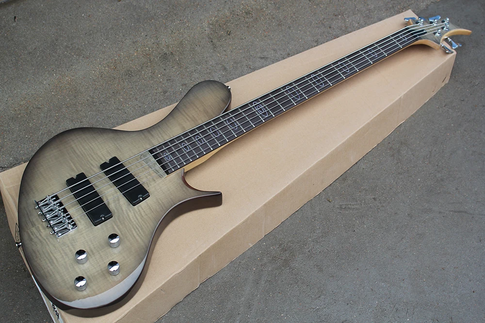 Factory Gray Unusual Shape Electric Bass Guitar with 5