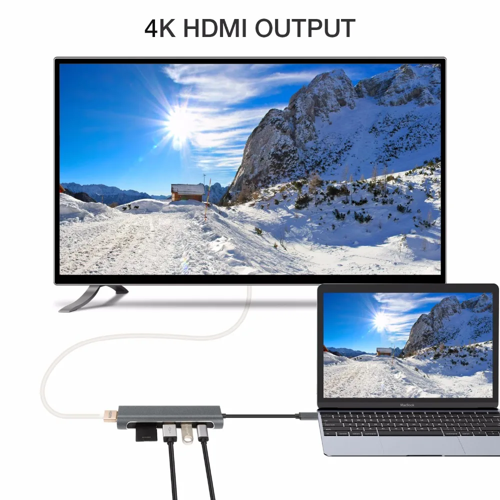 DZLST usb type C 3,1-USB 3,0/HDMI 4 K/SD кард-ридер/PD Thunderbolt 3 концентратор для MacBook samsung S9 huawei mate 10/P20 алюминий