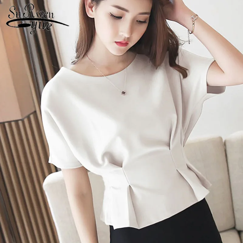 

Women tops 2019 korean fashion women clothes ladies tops chiffon blouse shirt Solid Batwing Sleeve plus size tops shirts 3624 50