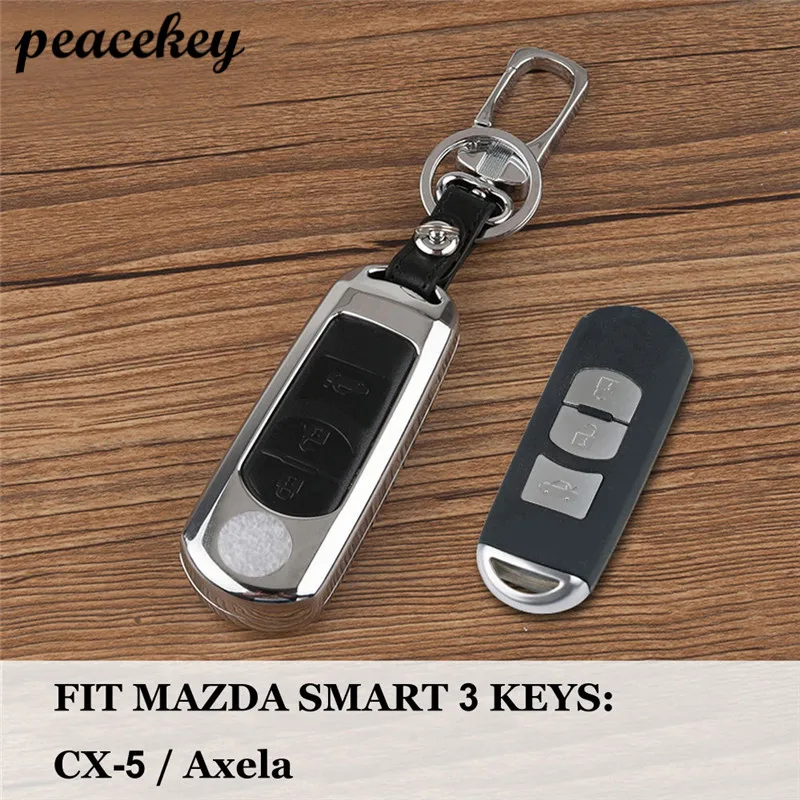 Zinc alloy+Leather Car Remote Key Case Cover For Mazda 2 3 6 Axela Atenza CX-5 CX5 CX-7 CX-9 Smart 2/3 Buttons