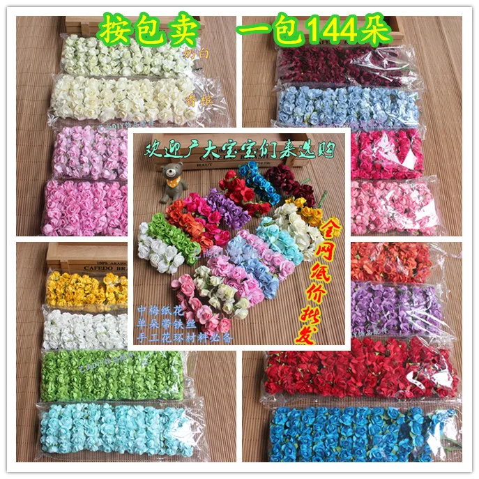 144pcs Mini Cute Paper Rose Handmade Artificial Flower For Wedding Decoration DIY Wreath Gift Scrapbooking Craft Fake Flower 144pcs Mini Cute Paper Rose Handmade Artificial Flower For Wedding Decoration DIY Wreath Gift Scrapbooking Craft Fake Flower