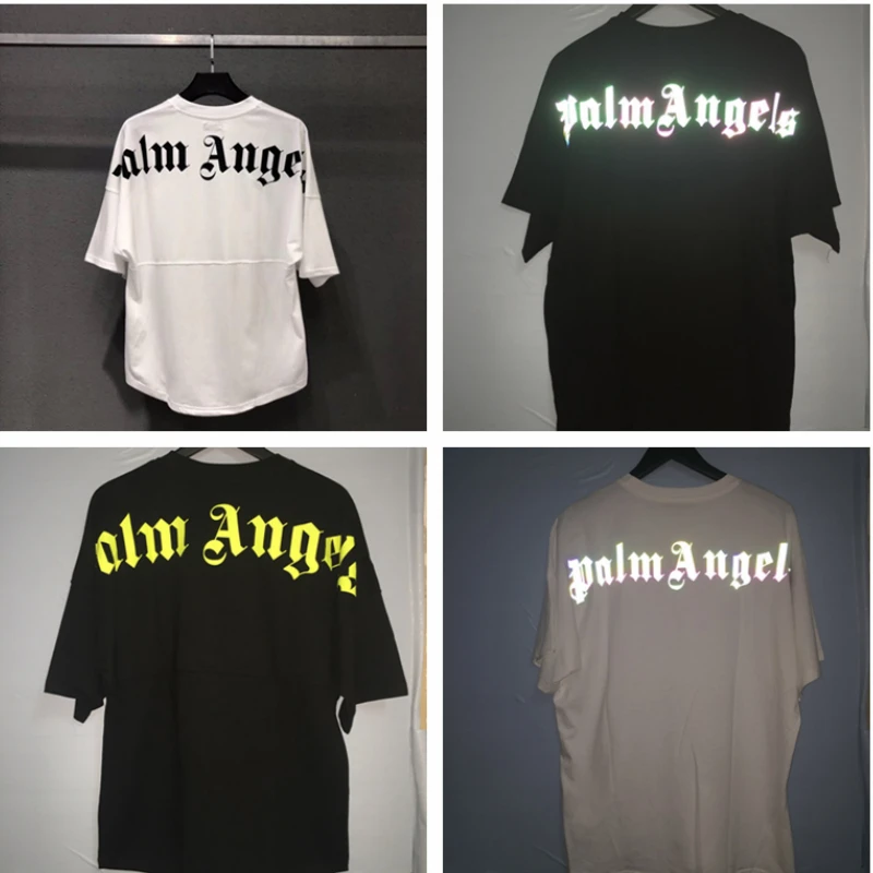 

Palm Angels T Shirt Men Women 19ss 3M Reflective Streetwear Summer Hip Hop Palm Angels Hanukkah Xxxtentacion Kanye West T-shirt