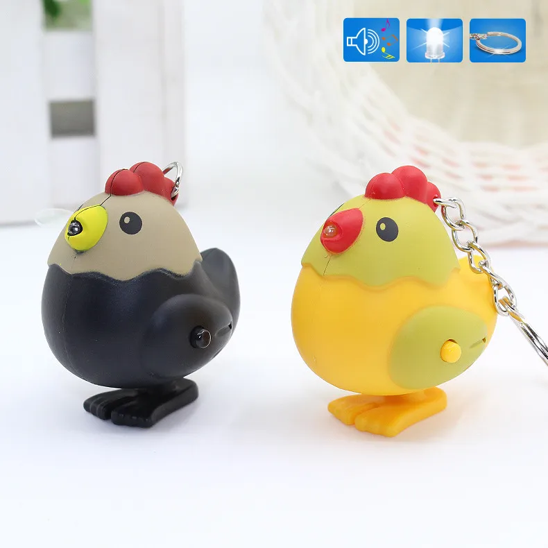 Cute Chicken LED Light /& Sound Key Chain Keyring Key Holder Mini Flashlight Toys