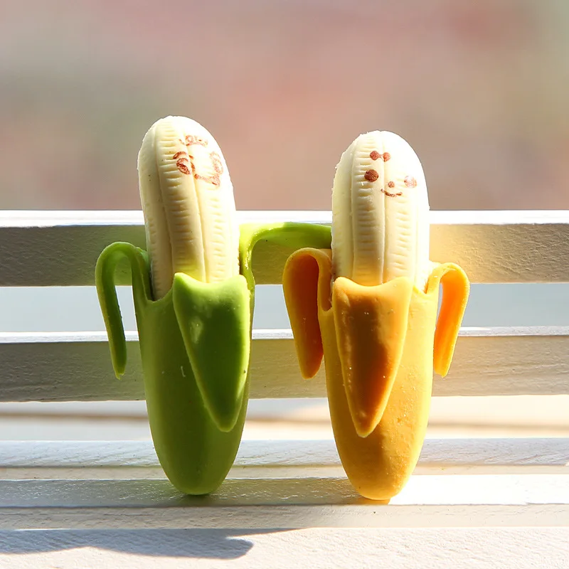 2 x cute banana gomma da cancellare per matita scuola bambini ragazzi 