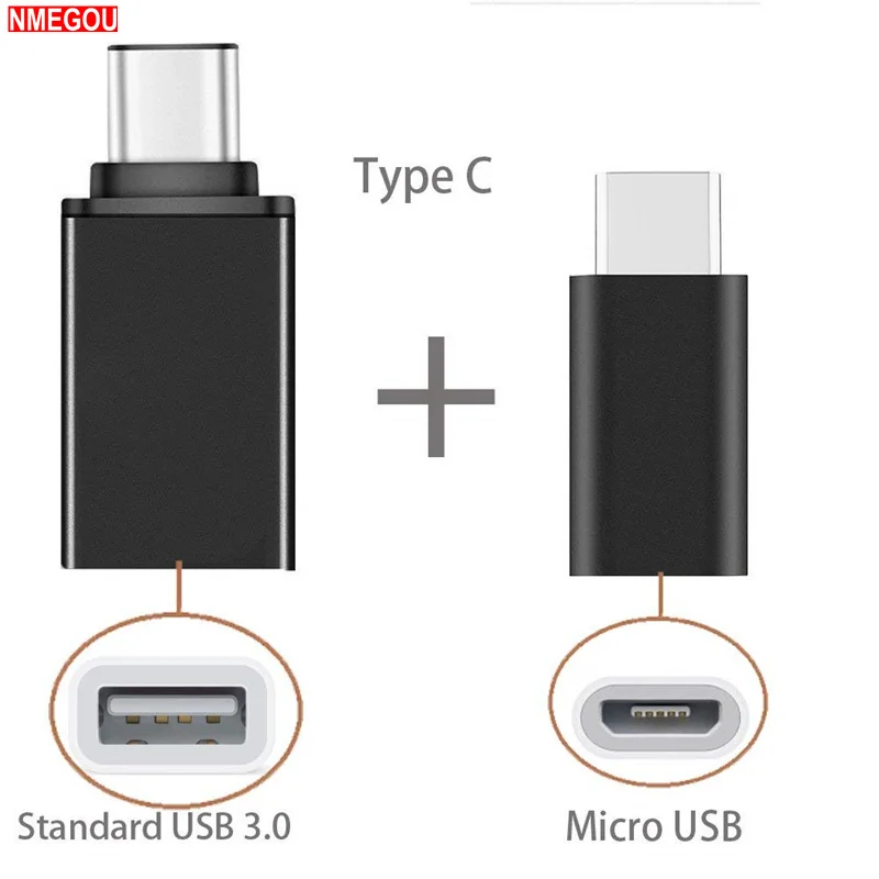 2 в 1 Тип-C на USB адаптер+ Тип C на Micro USB Разъемы для samsung Galaxy S8 s9 плюс Примечание 8 huawei P20 Lite Pro Otg кабель