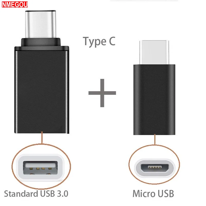Адаптер 2 в 1 с Type C на USB + разъемы типа Micro для Samsung Galaxy S8 S9 Plus Note 8 Huawei P20 Lite Pro Otg