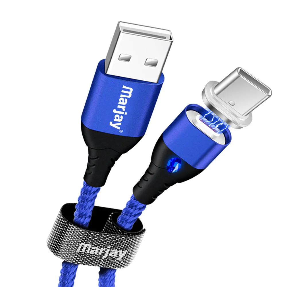 Marjay Magnetic Type C Cable 5A Fast Charging for Samsung Magnet USB C Cables for Huawei P20 Mobile Phone Data Transfer Cable Type C Blue Cable