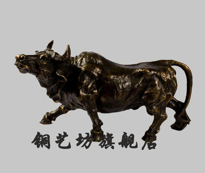 

13'' China Fengshui Zodiac Bronze Bull OX Carry Blessing Statue