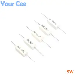 10 шт Керамический резистор цемента 5 W 0,22 ~ 1 k Ом 5% 0.22R 0.25R 0.5R 1R 2.2R 5R 10R 15R 20R 100R 1 K сопротивление обмотки DIY
