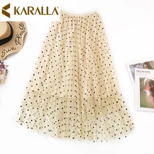 Новая юбка с узором в горошек модная Женская Ретро нежная плиссированная юбка с высокой талией C877