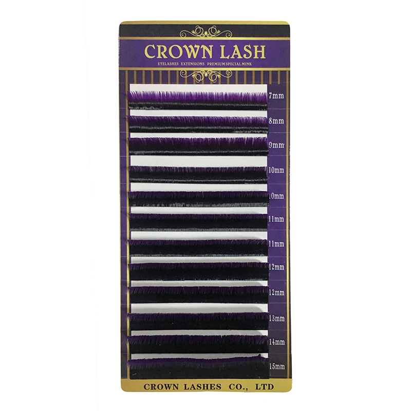 CrownLash 2tone color Ombre Фиолетовый C D-0.07 7-15 мм двойной цвет фиолетовый объем наращивание ресниц