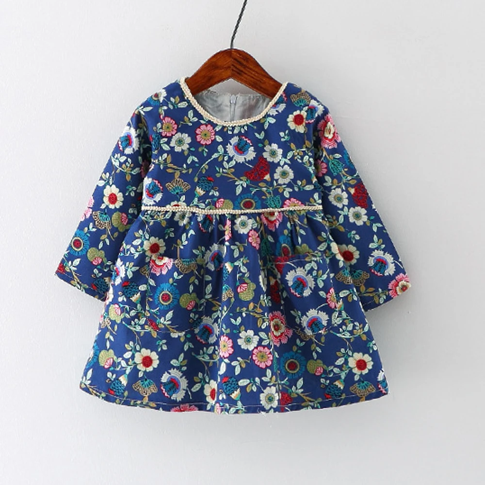 Buy Navy Floral Baby Dress Baby Girls Clothes Toddler