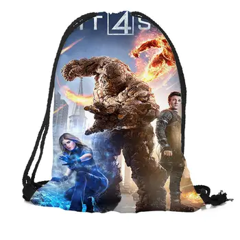 

Custom Fantastic Four Drawstring Bag Silk Soft Bag Large Sapacity Custom Logo Printing Backpack More Size