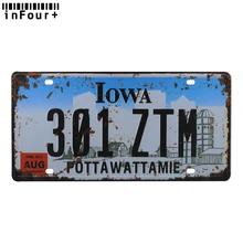 США Iowa 301ZTM металлический автомобильный номерной знак, винтажный домашний декор, металлическая жестяная вывеска, настенные декоративные металлические знак, классная металлическая табличка