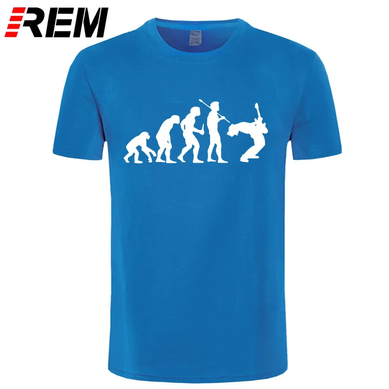 Забавная футболка гитариста, эволюция гитариста, музыка, рок-гитара, музыкальная группа, металл, Мужская футболка, 31 цвет, унисекс, крутые футболки - Цвет: blue white