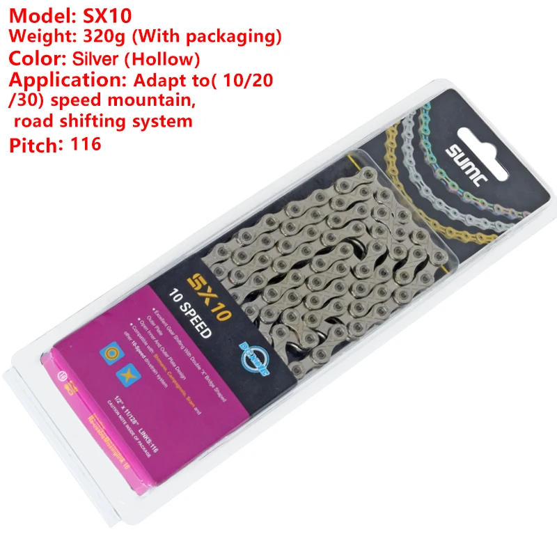 Discount Sumc 116L Gold Bike Chain X8 X9 X10 X10sl X11SL Super Light For 8 9 10 11 12 Speed MTB/Road Bicycle Compatible SRAM 14