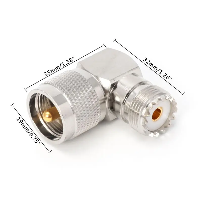 

UHF PL259 Male Plug To SO239 Female Jack Right Angle 90 Degree RF Adapter Connector