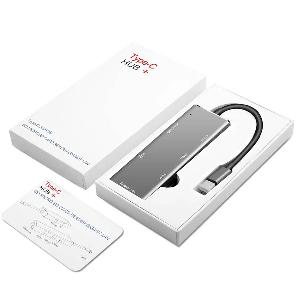 

Aluminum USB C Hub 6-in-1 USB Type C Hub Adapter Dongle Compatible For 2016 2017 MacBook Pro 13" 15" Thunderbolt 3, USB-C Data