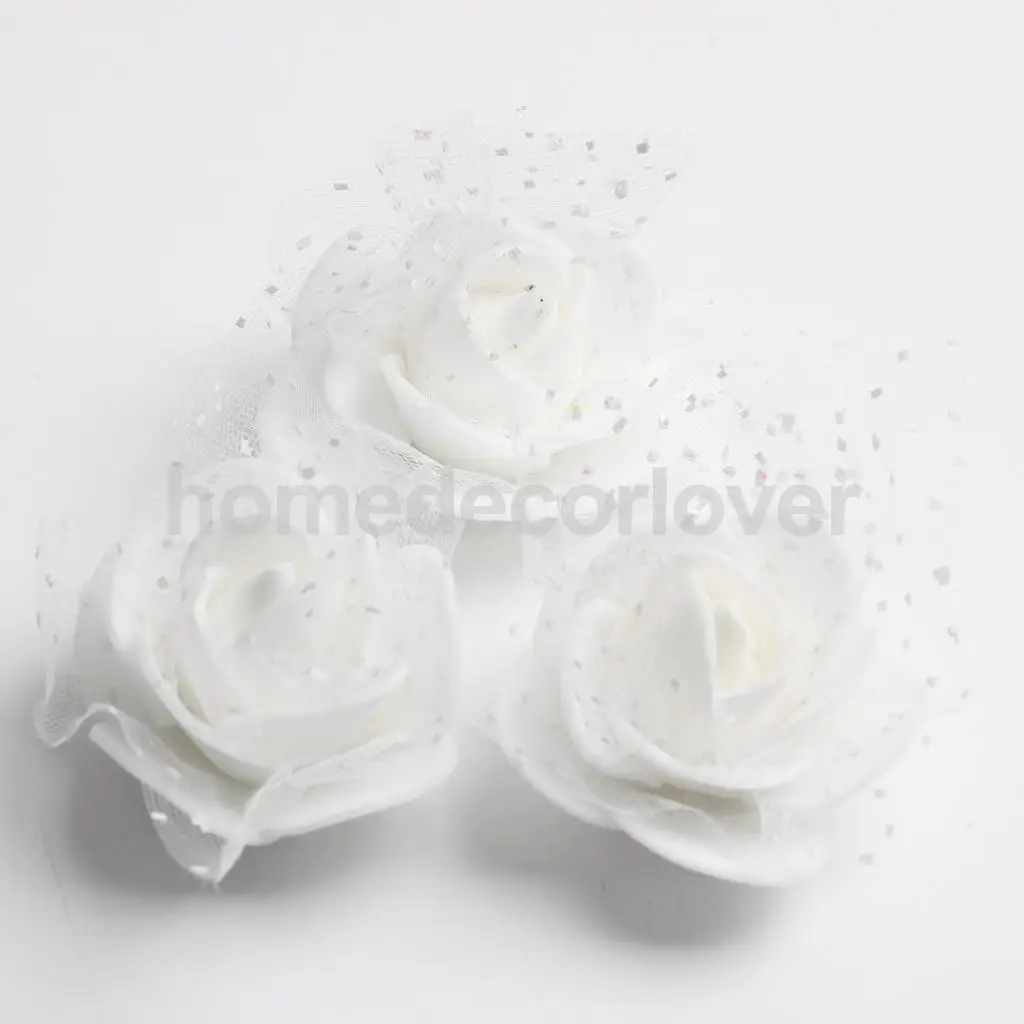 50 Pieces Many Color Mini Artificial Foam Mesh Rose Flower Heads Embellishment for Wedding Crafts 4cm