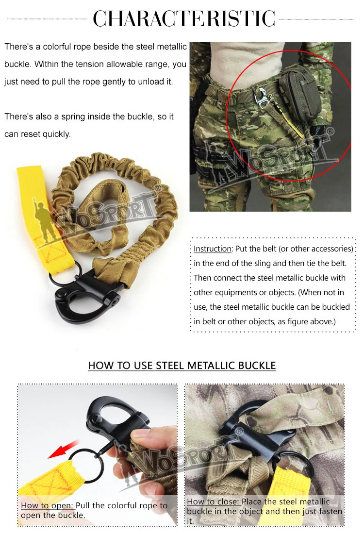 military gear airsoft accessories molle system tactical elastic safety sling Lanyard Line for climbing for hunting (22)